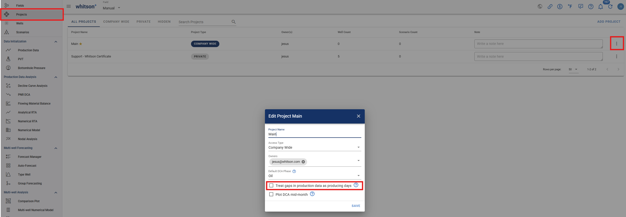 Treat Gaps in Production Data Setting